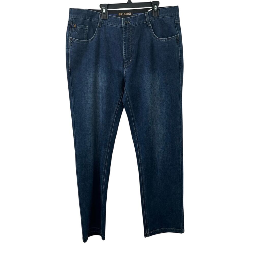 Platini Jeans Men's Size 36 Dark Blue Denim High-Rise Straight Leg Zip Fly NWT